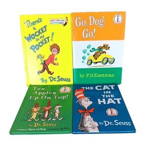 Dr Seuss PD Eastman Beginner Books Hardcover Set Cat in the Hat Go Dog Go Lot-4